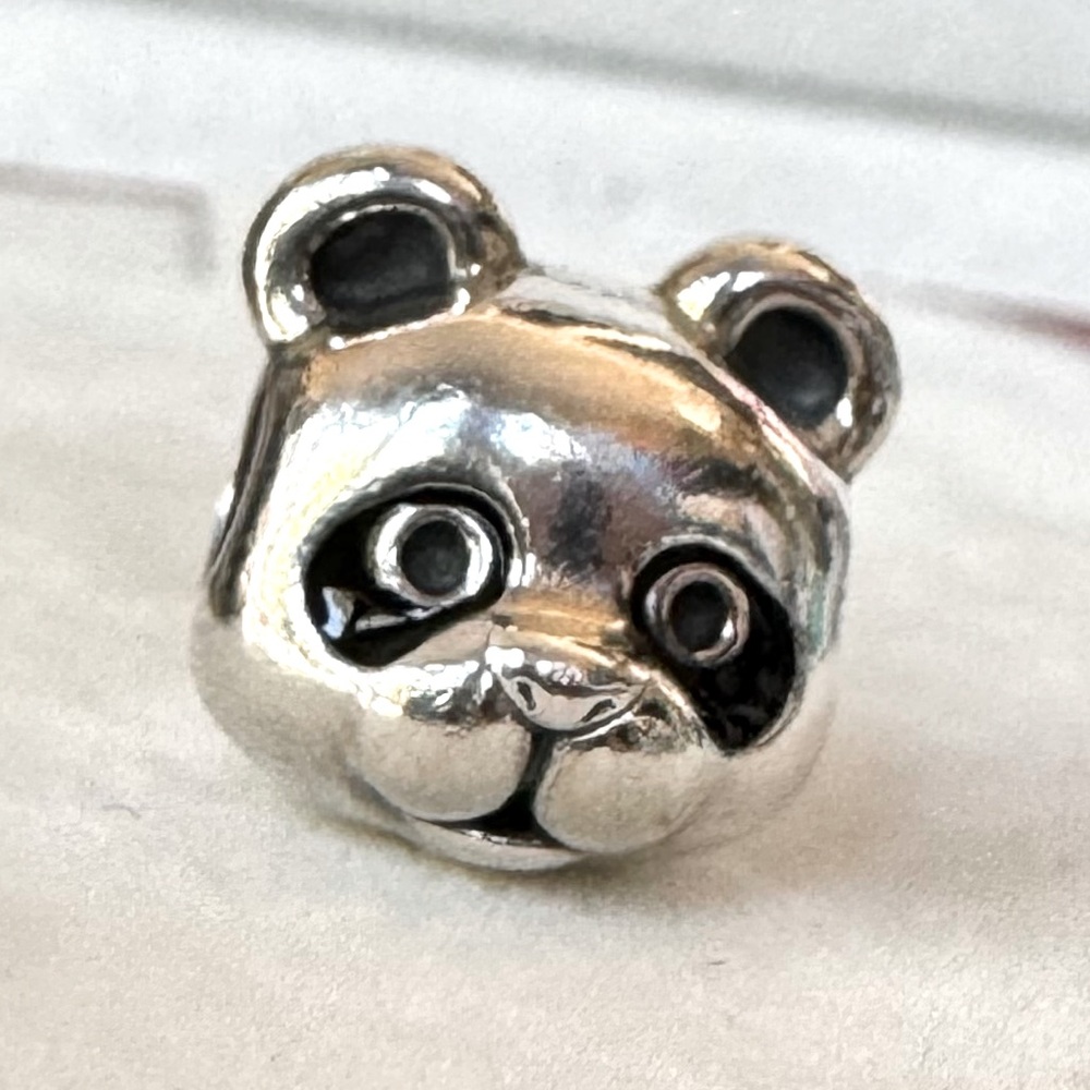 Authentic Pandora Peaceful Panda Sterling Silver Charm With Black Enamel